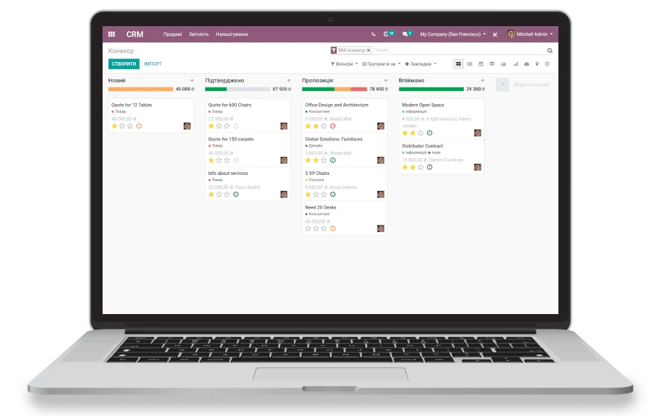 Ноутбук з Odoo CRM